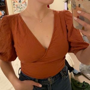 Abercrombie and Fitch Puff Sleeve Wrap Top